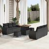 vidaXL Tuin Sofa Set met kussen met opslag 9 pcs Zwart poly rattan