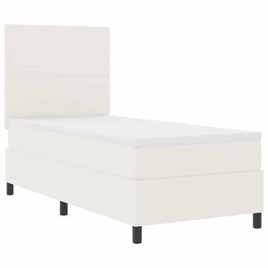 vidaXL LED Box Spring Bed Cr&egrave;me en Wit 80 x 200 cm Katoen Stof