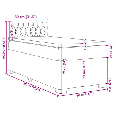 vidaXL Boxspring met matras fluweel donkergrijs 80x200 cm