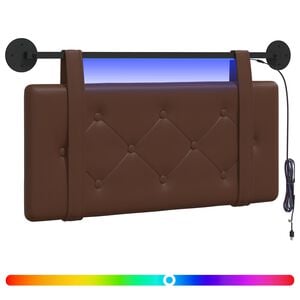 vidaXL Hangend hoofdbord Met LED-verlichting Bruin Kunstleer