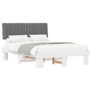vidaXL Bedframe met Gevoerd Hoofdgedeelte Lichtgrijs 135 x 190 cm