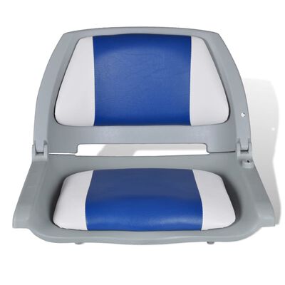 Opklapbare bootstoel met blauw-wit kussen 41 x 51 x 48 cm