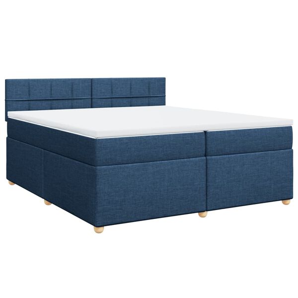 vidaXL Boxspring met matras stof blauw 200x200 cm