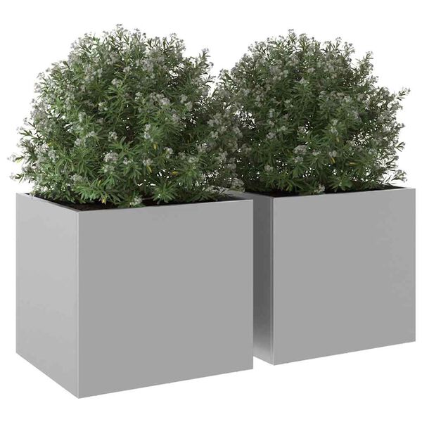 vidaXL Plantenbakken 2 st 32x30x29 cm gegalvaniseerd staal zilverkleur
