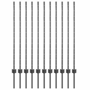 vidaXL ingegraven hekpalen 11 st Grijs 160 cm Gepoedercoat staal