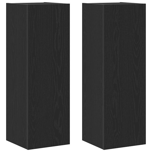 vidaXL Wand TV Kast 2 pcs Zwart Eiken 30,5 x 30 x 90 cm Bewerkt hout