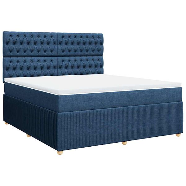 vidaXL Boxspring met matras stof blauw 180x200 cm