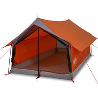 vidaXL Tent 2-persoons 193x122x96 cm 185T taft grijs en oranje
