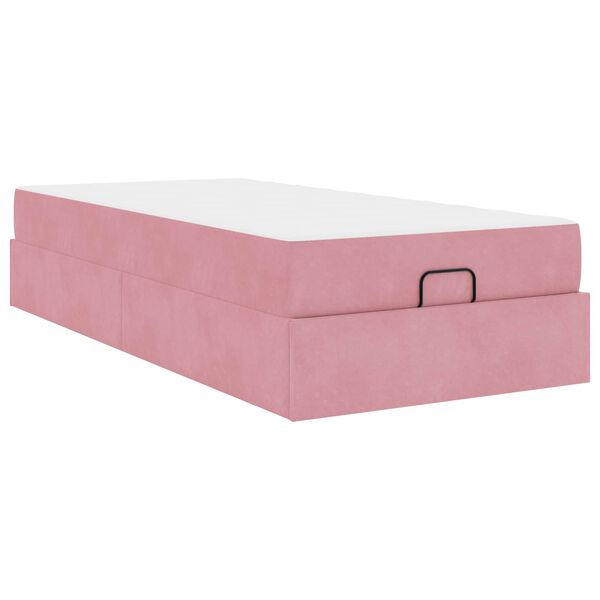 vidaXL Bedframe met matras met matras 2 pcs Roze Fluweel