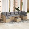 vidaXL Tuin Sofa Set 8 pcs Beige en Grijs Poly rattan, staal en glas