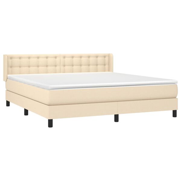 vidaXL Boxspring met matras stof cr&egrave;mekleurig 160x200 cm