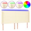 vidaXL Hoofdbord LED 163x16x118/128 cm kunstleer cr&egrave;mekleurig