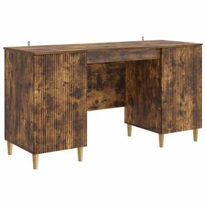 vidaXL Bureau met plank Gerookt eiken 142,5 x 50 x 75 cm Bewerkt hout