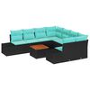 vidaXL Tuinbankenset 9 st Zwart en Turquoise poly rattan