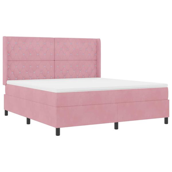 vidaXL Boxspringbed met matras met LED Roze 180 x 200 cm Fluweel