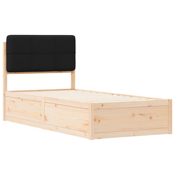 vidaXL Bedframe met Gevoerd Hoofdgedeelte Zwart 75 x 190 cm