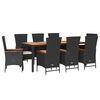vidaXL 9-delige Tuinset poly rattan zwart