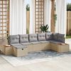 vidaXL Tuin Sofa Set met kussen 7 pcs Beige Poly riet