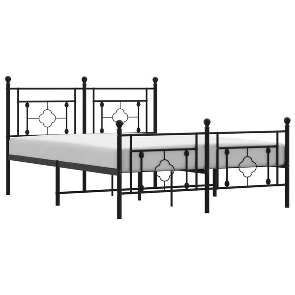 vidaXL Bedframe met hoofd- en voeteneinde metaal zwart 140x190 cm