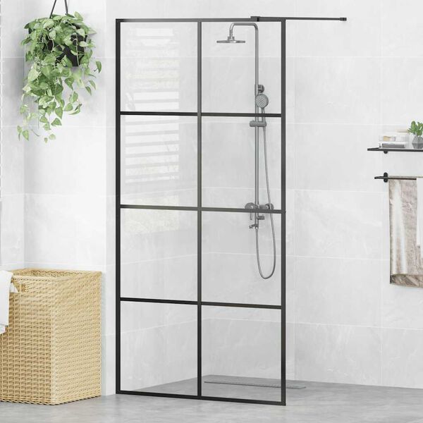 vidaXL Inloopdouchewand 100x195 cm ESG-glas transparant en zwart