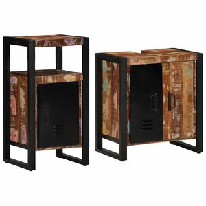 vidaXL Badkamermeubelset 2 st Multikleur en Zwart 55 x 35 x 60 cm