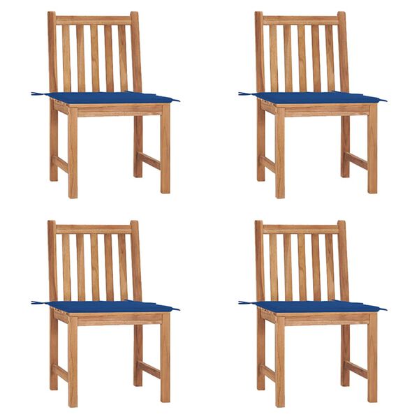 vidaXL Tuinstoelen 4 st met kussens massief teakhout