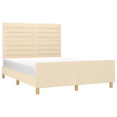 vidaXL Bedframe met hoofdeinde stof crèmekleurig 140x200 cm