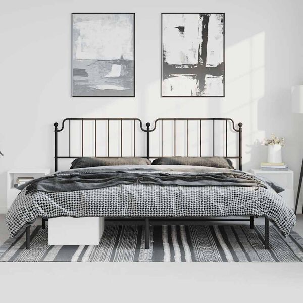 vidaXL Bedframe met hoofdbord metaal zwart 193x203 cm