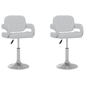 vidaXL Eetkamerstoelen draaibaar 2 st kunstleer wit