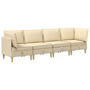 vidaXL Modulaire Sofa Set met Opslag 4 pcs Cr&egrave;mekleurig Stof