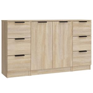 vidaXL Dressoirs 3 st bewerkt hout sonoma eiken