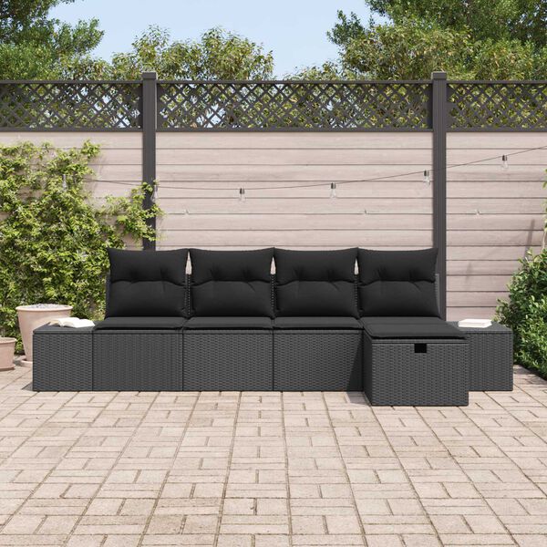 vidaXL Bankstel met kussen 6 pcs poly rattan