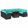 vidaXL 10-delige Loungeset met kussens poly rattan zwart