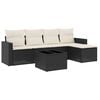 vidaXL 6-delige Loungeset met kussens poly rattan zwart