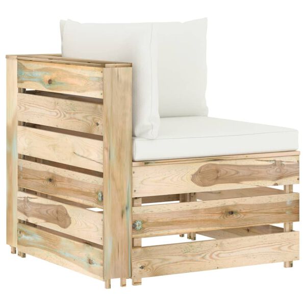 vidaXL 9-delige Loungeset met kussens groen ge&iuml;mpregneerd hout