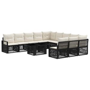 vidaXL Tuinbankenset 12 st Zwart en Cream Wit poly rattan