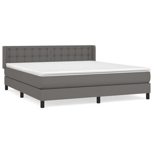vidaXL Boxspring met matras kunstleer grijs 160x200 cm