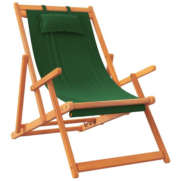 vidaXL Strandstoelen 2 st inklapbaar stof groen