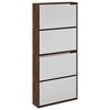 vidaXL Schoenenkast met spiegel 4-laags 63x17x134 cm bruin eikenkleur