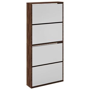 vidaXL Schoenenkast met spiegel 4-laags 63x17x134 cm bruin eikenkleur