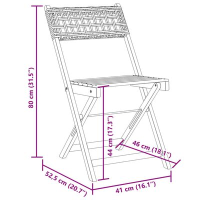 vidaXL 3-delige Bistroset poly rattan en massief hout zwart