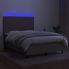 vidaXL Boxspring met matras en LED stof taupe 140x190 cm
