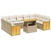 vidaXL 10-delige Loungeset met kussens poly rattan beige