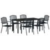 vidaXL Tuin eettafelset 7 st Antraciet Gepoedercoat staal