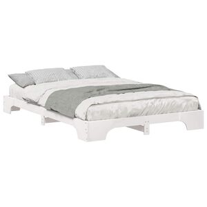 vidaXL Bedframe Wit 140 x 210 cm Massief grenenhout