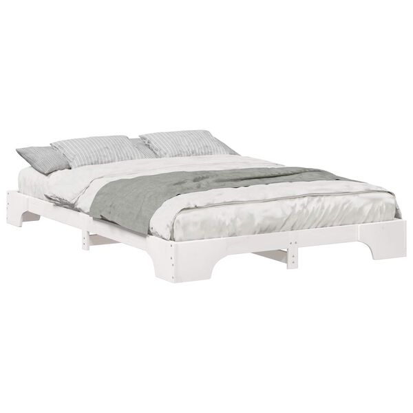 vidaXL Bedframe Wit 140 x 210 cm Massief grenenhout