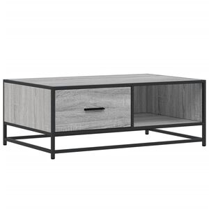 vidaXL Salontafel 90x57x35 cm bewerkt hout en metaal grijs sonoma