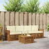 vidaXL Sofa-Sets 5 pcs Natuurlijk en Cr&egrave;me Massief Acaciahout