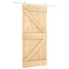 vidaXL Schuifdeur Natuurlijk en Wit 100 x 210 cm Massief grenenhout