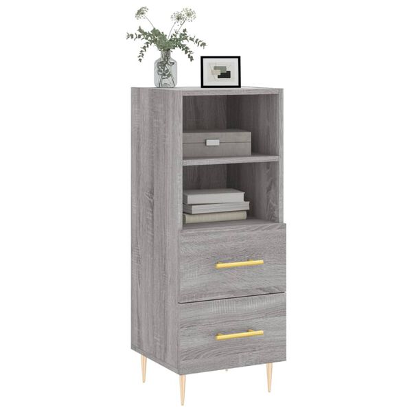 vidaXL Dressoir 34,5x34x90 cm bewerkt hout grijs sonoma eikenkleurig